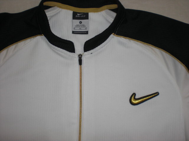 ナイキ・DIAMOND ELITE 白×黒ハーフジップ7分袖トレーニングシャツ(XL) USEDの画像2
