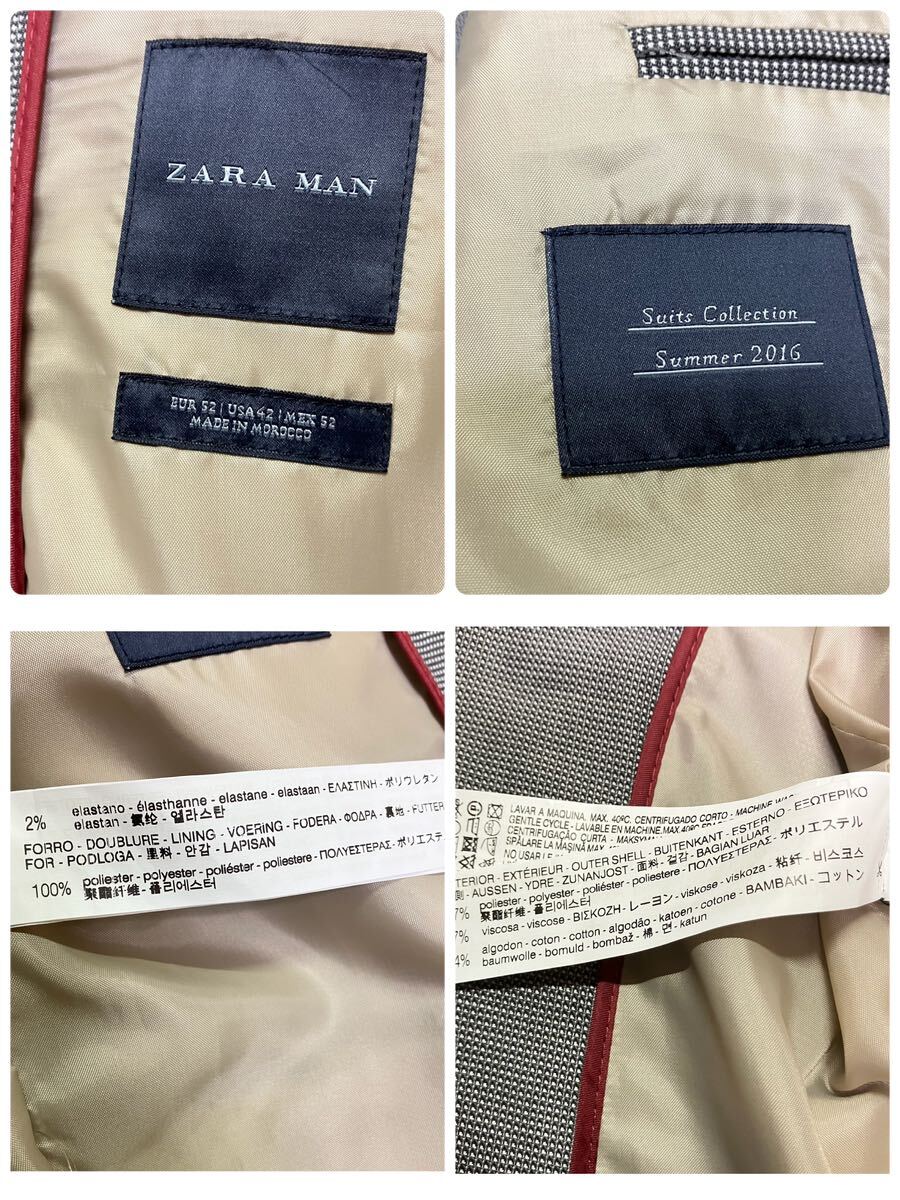 《美品》52 2XL ZARA ザラ 春夏 エルボーパッチ テーラードジャケット グレー ベージュ ボルドー_画像9