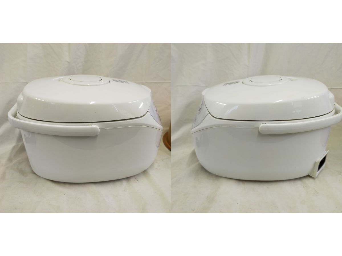 FG825【動作品】 TOSHIBA 東芝 RC-10MFH-W マイコン式炊飯器 5.5合炊き 銅コート釜 保管品　 本体＋電源コード+しゃもじ_画像7