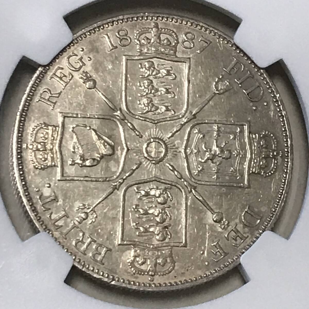 ★1887 イギリス　ダブルフローリン銀貨　ビクトリア ジュビリー　NGC AU 53_画像5