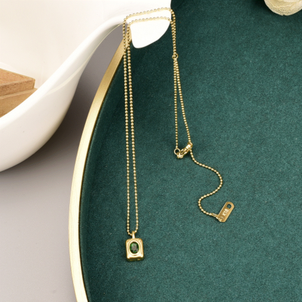 1円スタート★レディース necklace 18k 印字あり 18kGold Plated エメラルド ネックレス ペンダント 330_画像2