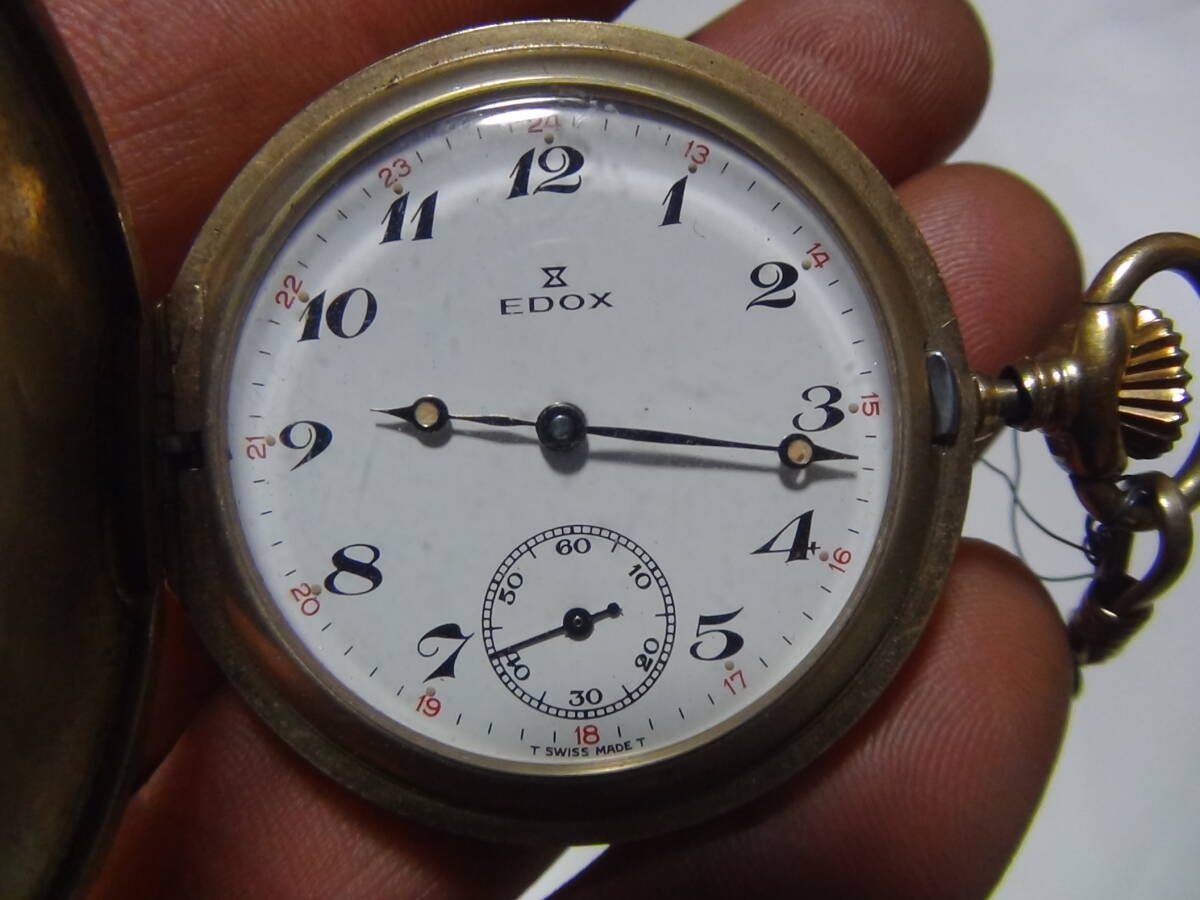 エドック EDOX 懐中時計 REMONTOIR ANGRE 回しても動かない 蓋が半開き 動作未チェック 中古品 現状品 定形外郵便の画像8