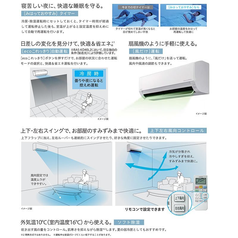 新品 エアコン 日立 白くまくん ～23畳 凍結洗浄 RAS-KD56L2 保証付の画像5