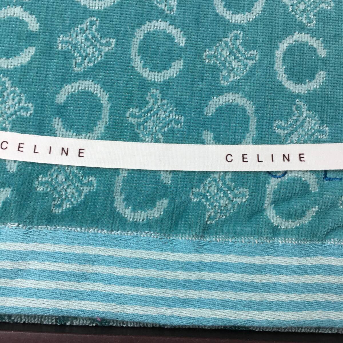 ★E02433【未使用保管品】CELINE セリーヌ/ハーフケット/140×100㎝/ブルー/CL1020/箱付_画像3