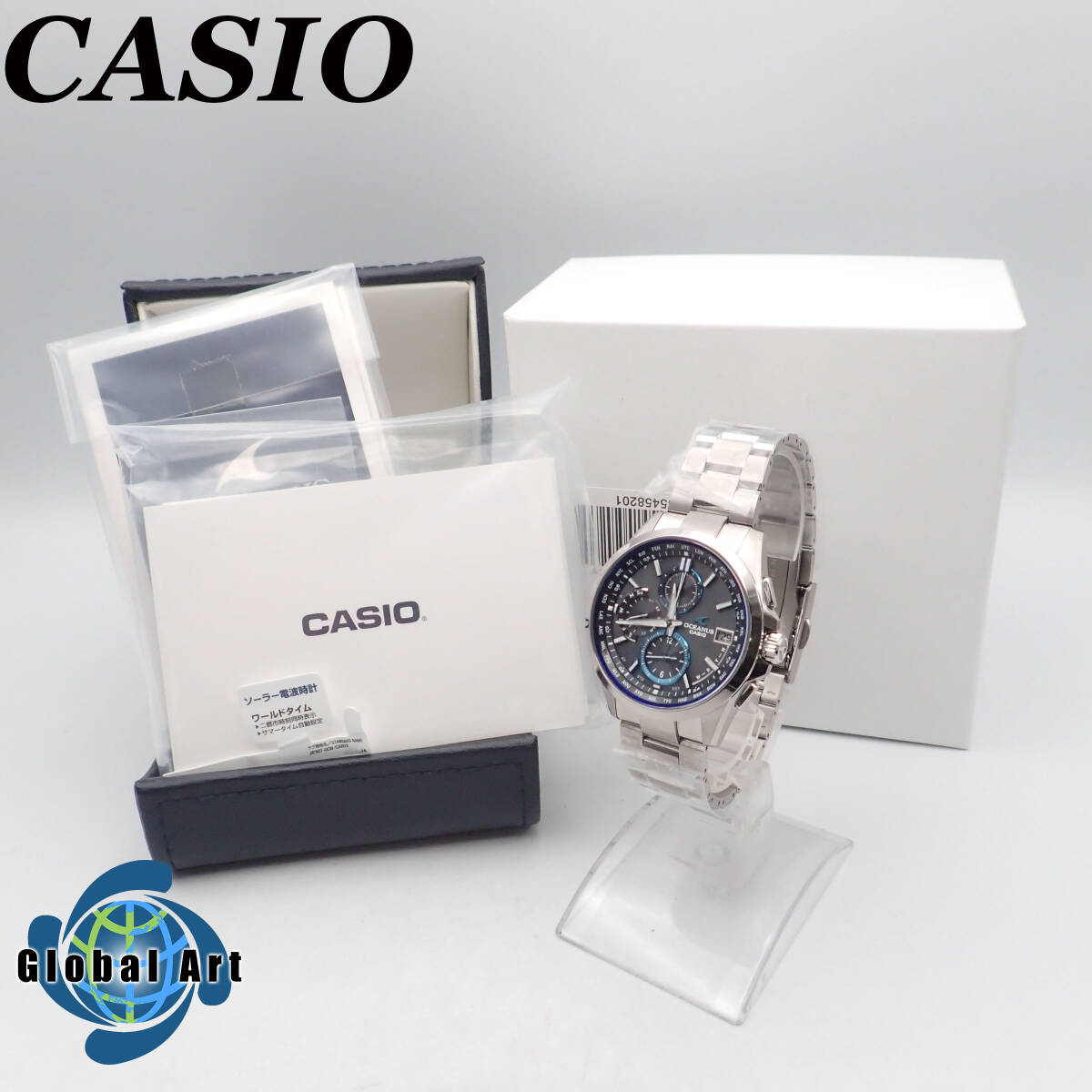 え02227【デッドストック】CASIO カシオ/オシアナス/電波ソーラー/メンズ腕時計/マルチバンド6/チタン/クロノグラフ/OCW-T2600/箱付_画像1