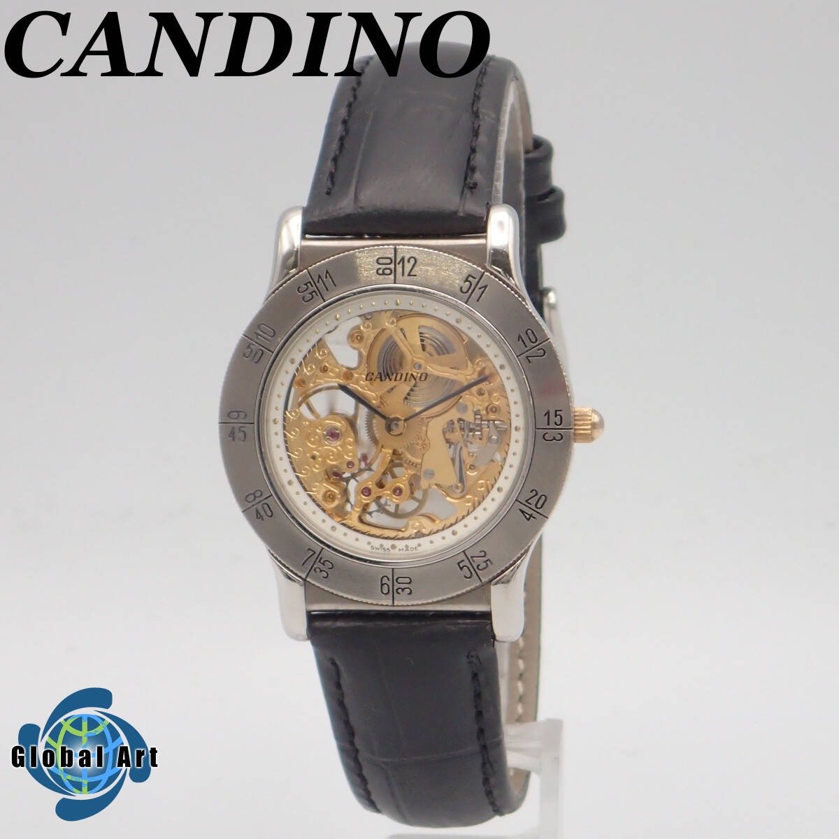 え03119/CANDINO キャンディーノ/手巻き/メンズ腕時計/スケルトン/2.314.0.0