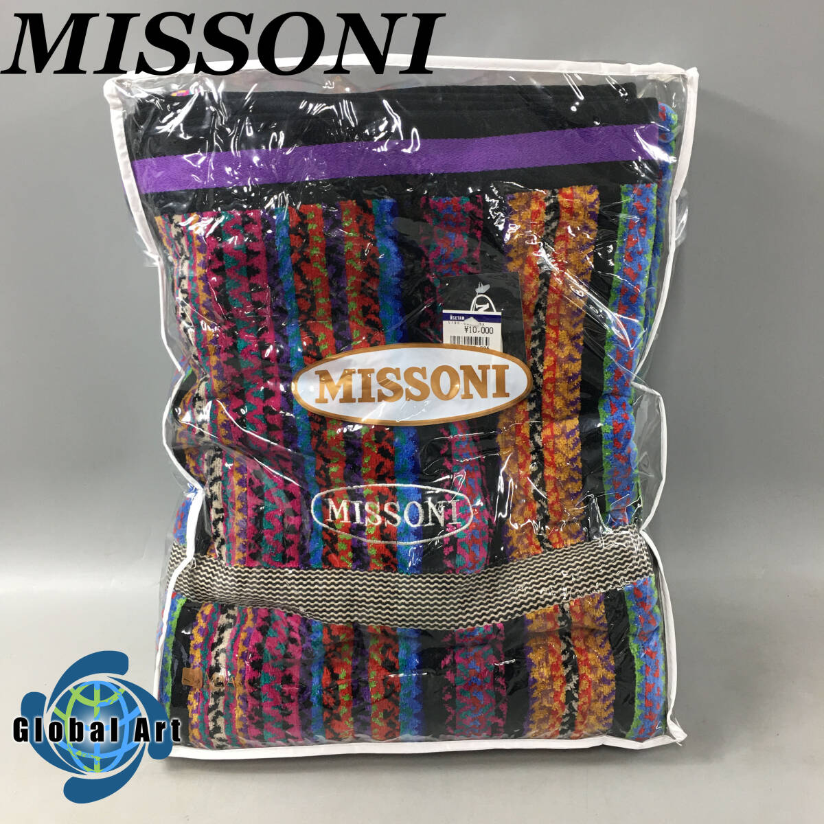 ★E02449【未使用保管品】MISSONI ミッソーニ/タオルケット/ストリシア/サイズ 140㎝×200㎝/マルチカラー/綿100%_画像1