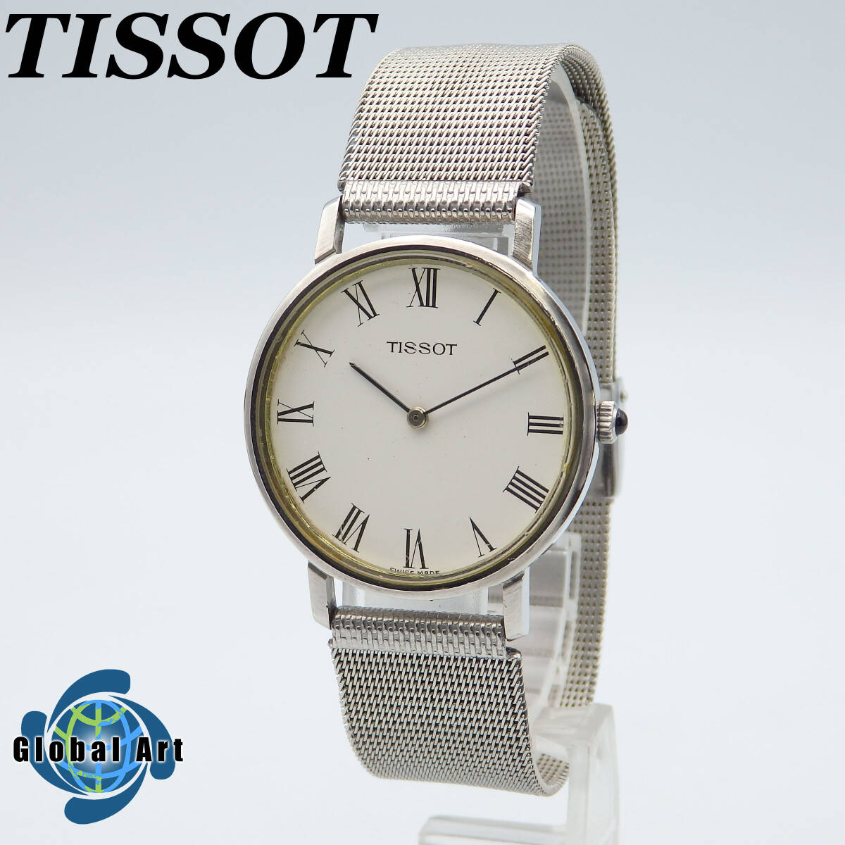 え03287/TISSOT ティソ/クオーツ/メンズ腕時計/ローマン/文字盤ホワイト/ジャンクの画像1