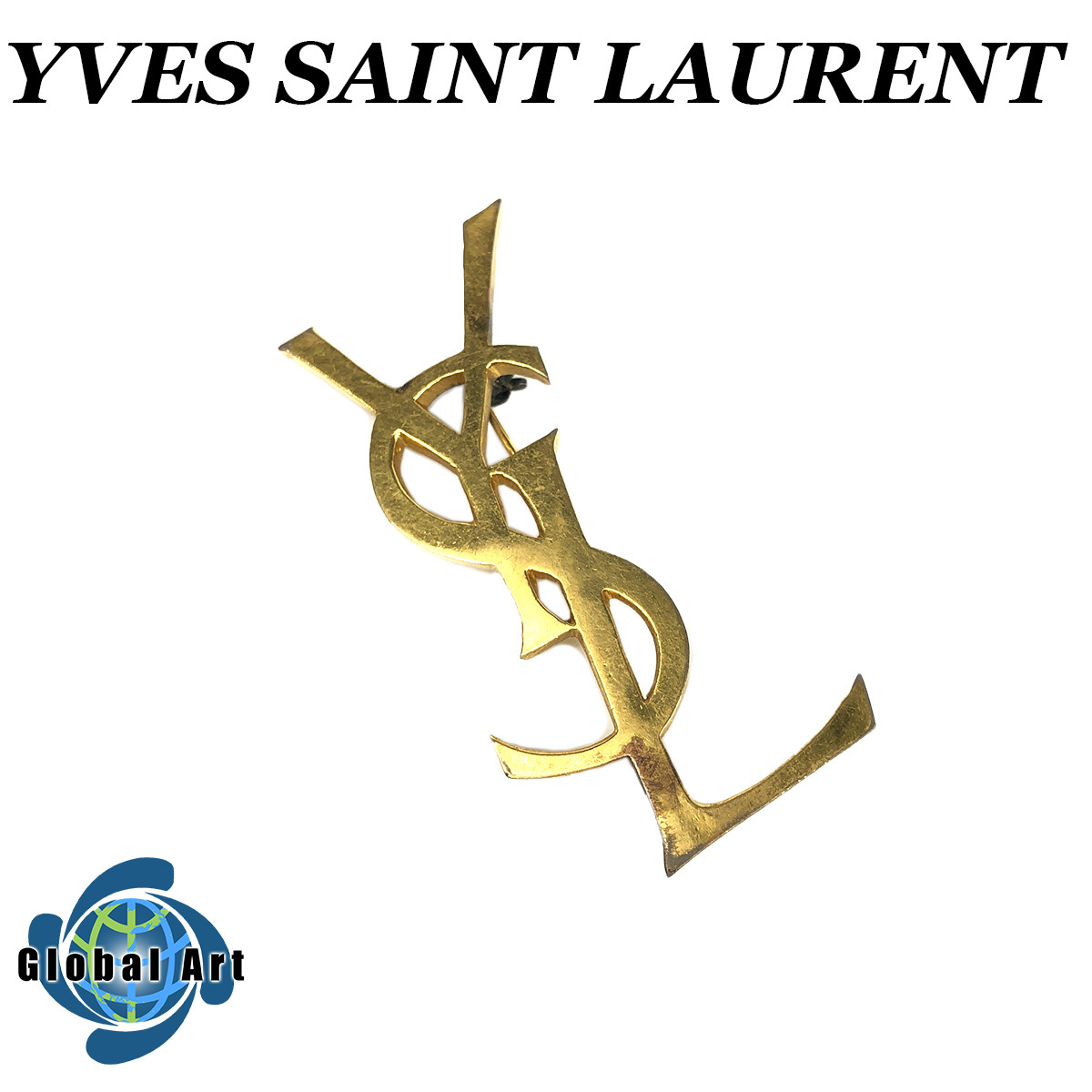 ●2D899/Yves Saint Laurent イヴサンローラン/ブローチ/YSLロゴ/ゴールド/イブサンローラン/ロゴ/ゴールド金具_画像1
