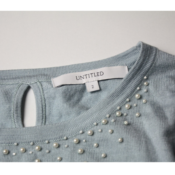 アンタイトル UNTITLED パール付き ニット セーター 薄手ニット きれい色 サイズ2 24-0305bu03_画像2