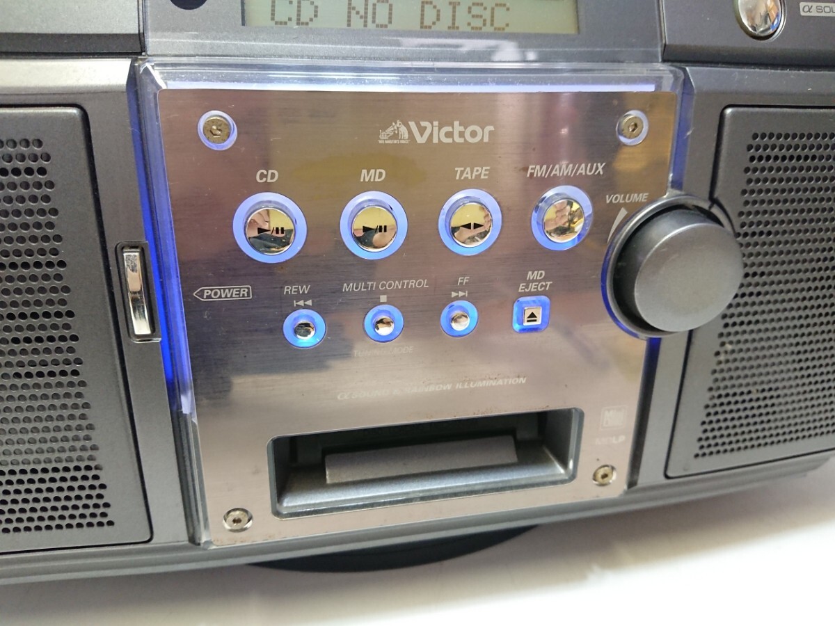 管理1002 Victor ビクター CD/MDラジカセ クラビア Clavia RC-Z1MD リモコン欠品 動作確認済み 現状品_画像4