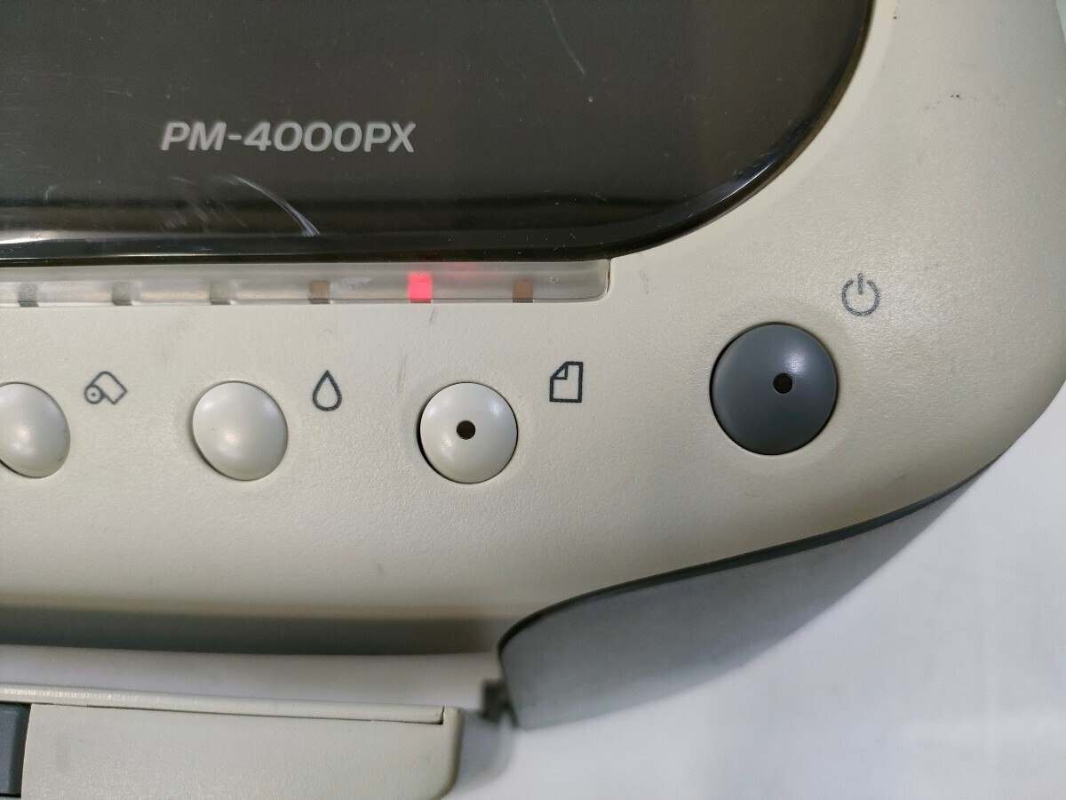 管理1021 EPSON エプソン カラリオ インクジェットプリンター PM-4000PX 通電のみ 補修痕あり ジャンク _画像4