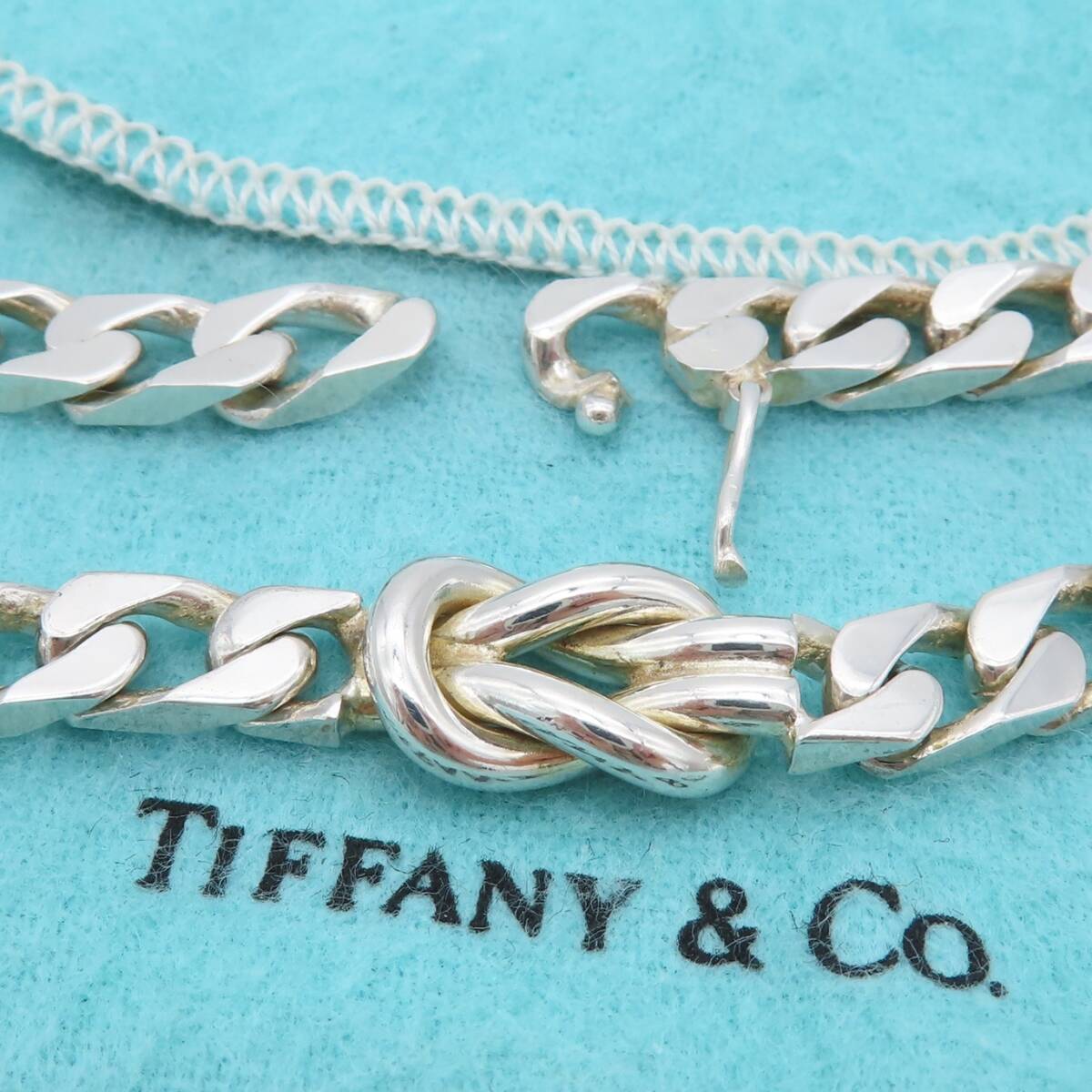  ultimate rare beautiful goods Tiffany&Co. Tiffany flat knot silver bracele SV925 men's chain HH313