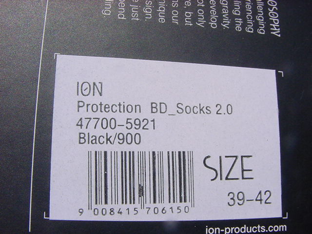 ion Protection BD Socks 2.0 39/42size BK новый товар не использовался 