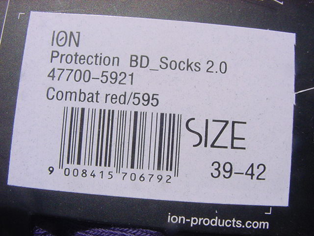 ion Protection BD Socks 2.0 39/42size RED 新品未使用_画像8