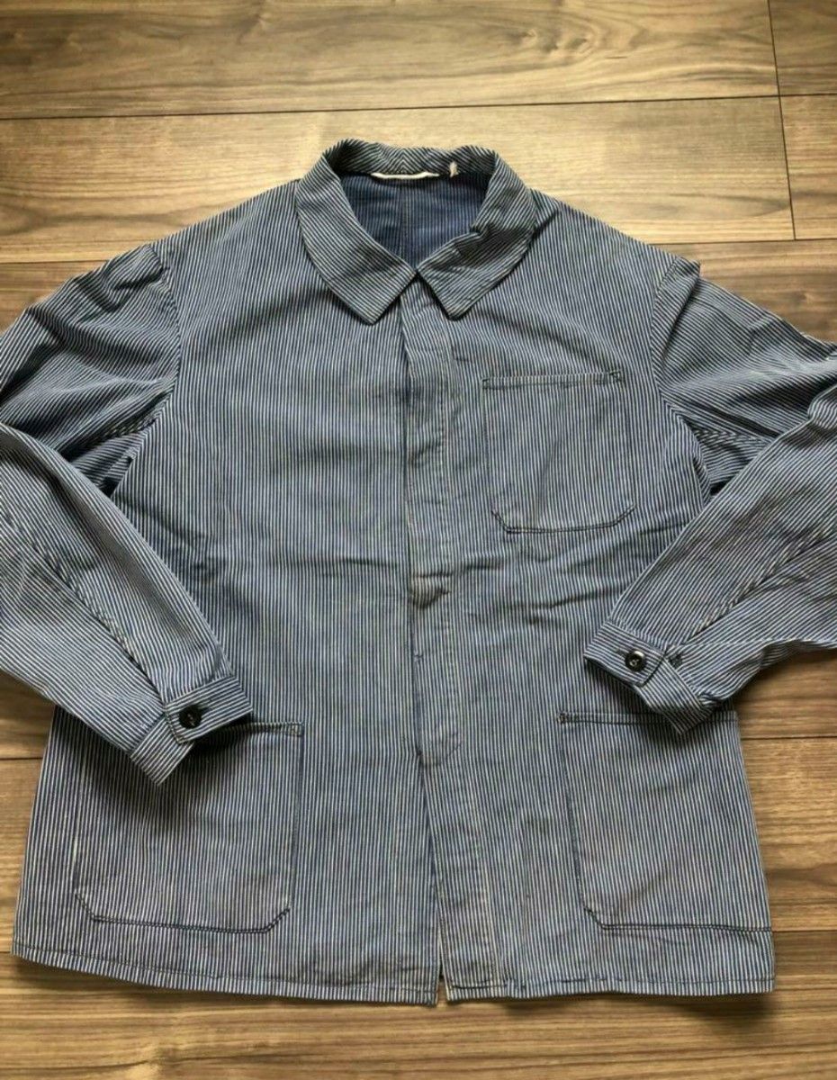 40's~50's ユーロヒッコリーワークジャケット カバーオール丸襟 40's~50's ユーロヒッコリーワークジャケット カバーオール丸襟