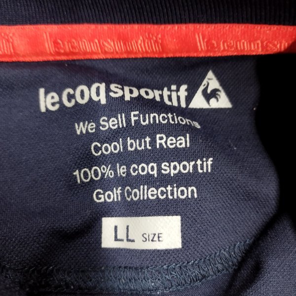 B735 le coq sortif ルコックスポルティフ 半袖 ポロシャツ LL ネイビー GOLF ゴルフ ウェア 英字 ロゴ プリント スポーツ トレーニング_画像6