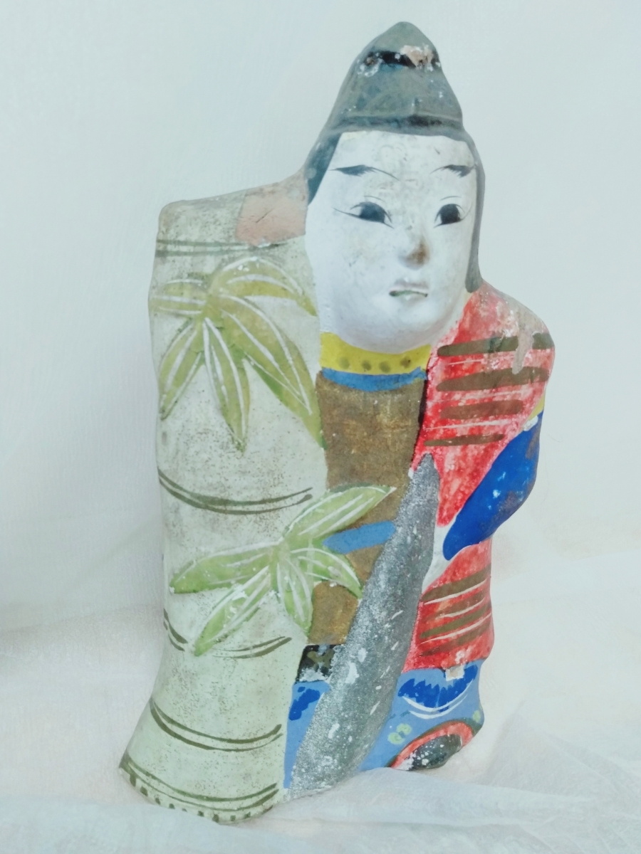 チ　竹に隠れる武士　土人形　欠けあり　30cm　日本人形　置物　　190311_画像1