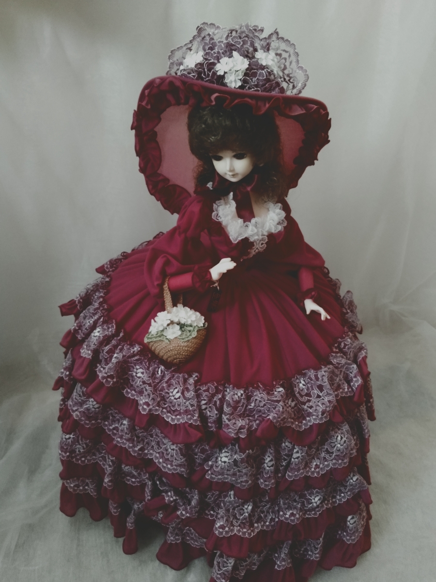 フランス人形 スキヨ人形 リボン 小豆色 ファクトリーアウトレット 日本人形 人気が高い 高さ62cm 190328