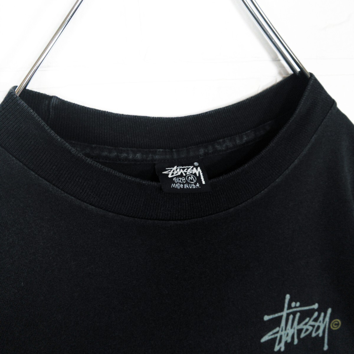 【STUSSY】80s'USA製 黒タグ vintage ビッグロゴ　Tシャツ