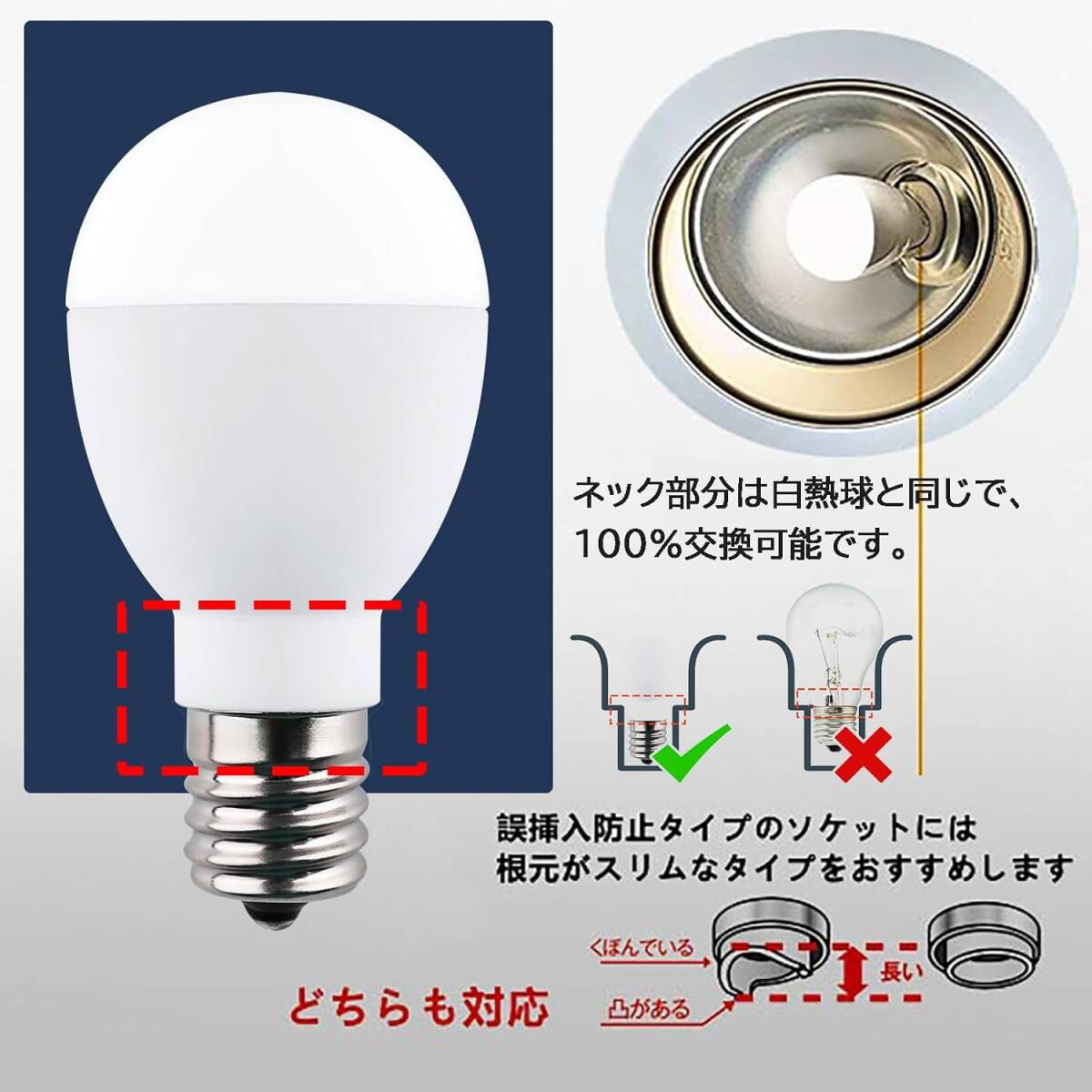 調光器非対応 6個セット-昼白色 GOHALAMP LED電球 E17口金 60W形相当 昼白色 750lm 消費電力5Wミニクリ_画像4