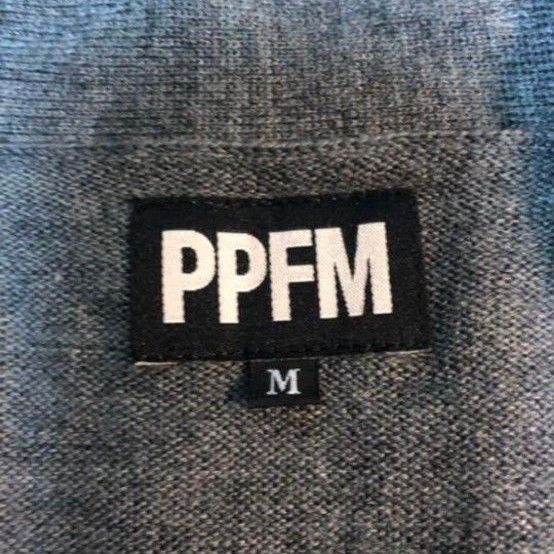 PPFM 黒グレーバイカラーカーディガン　M