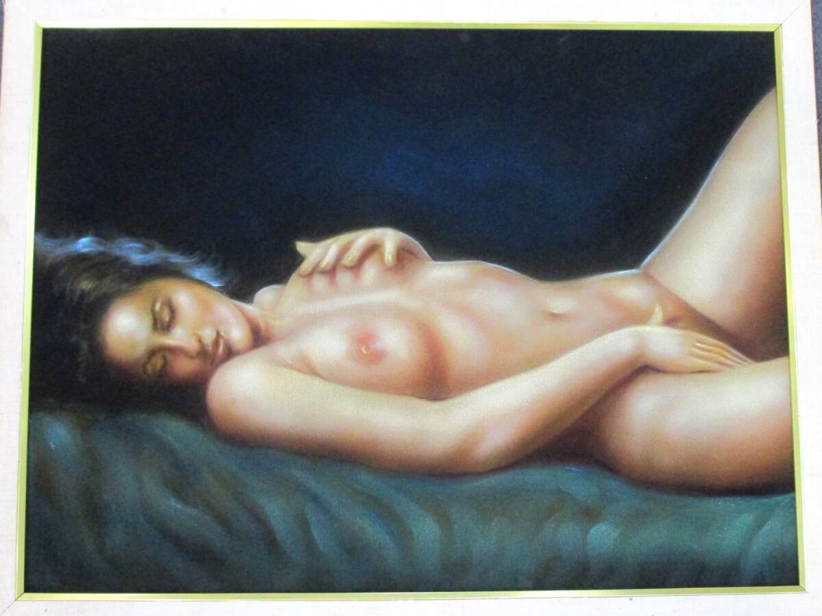 李仁和 裸婦 油彩P12号 額装 絵画 魅惑的秀作 #1759_画像1