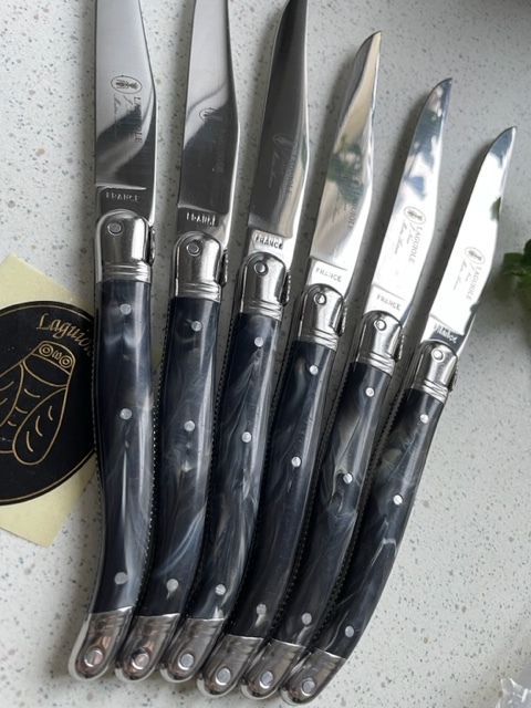  black large stone color 24 pcs set Laguiolelagi all knife + Fork + spoon + Cafe spoon Neron company decoration 1.5mm width restaurant relation person cutlery Platine attaching 
