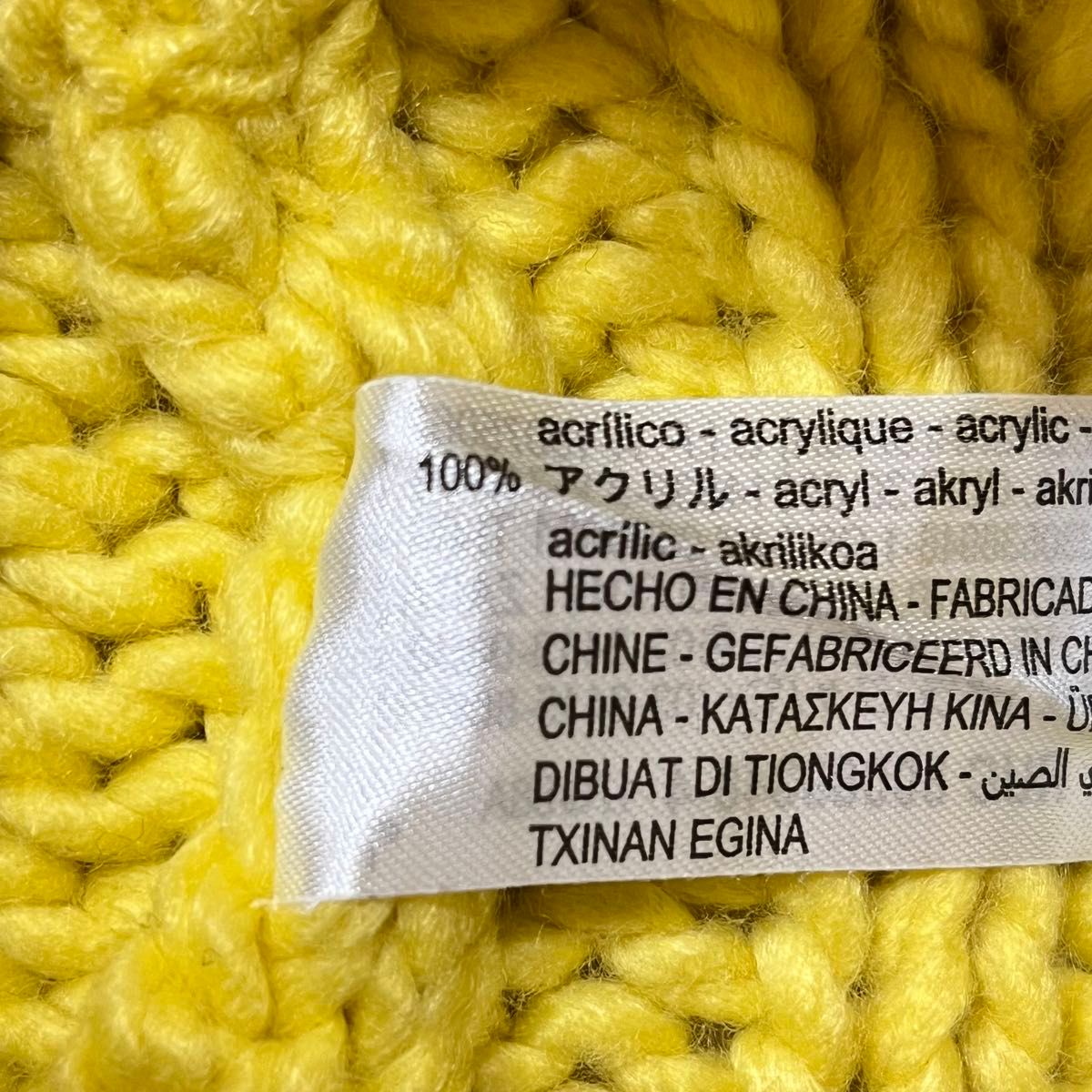 ZARA ザラ  ハイネックニット セーター 黄色 ケーブル編み 春色 M