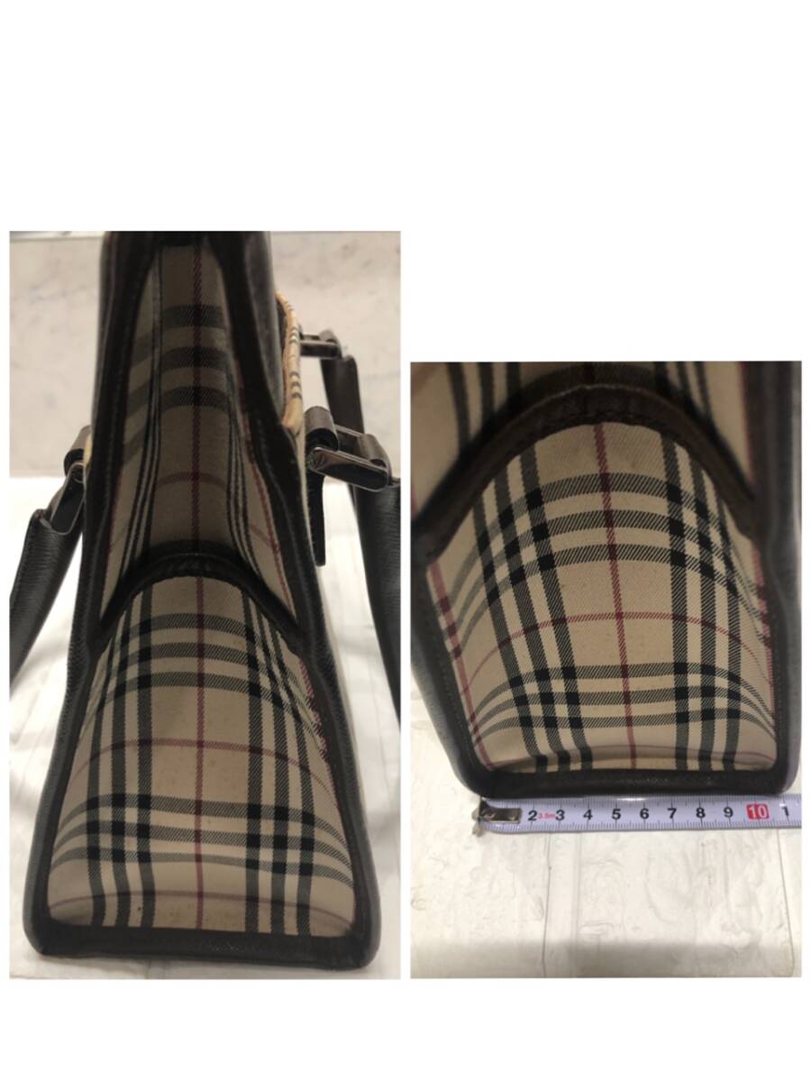 中古品 Burberry　バーバリーノバチェックキャンバストートバッグ　ミニトートバッグ_画像6