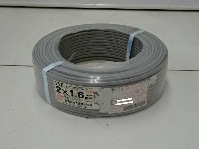 コン-24-0371 ● 未使用品☆ 富士電線 VVFケーブル 600V ビニル絶縁 2×1.6mm 100m 1巻 23年10月製造