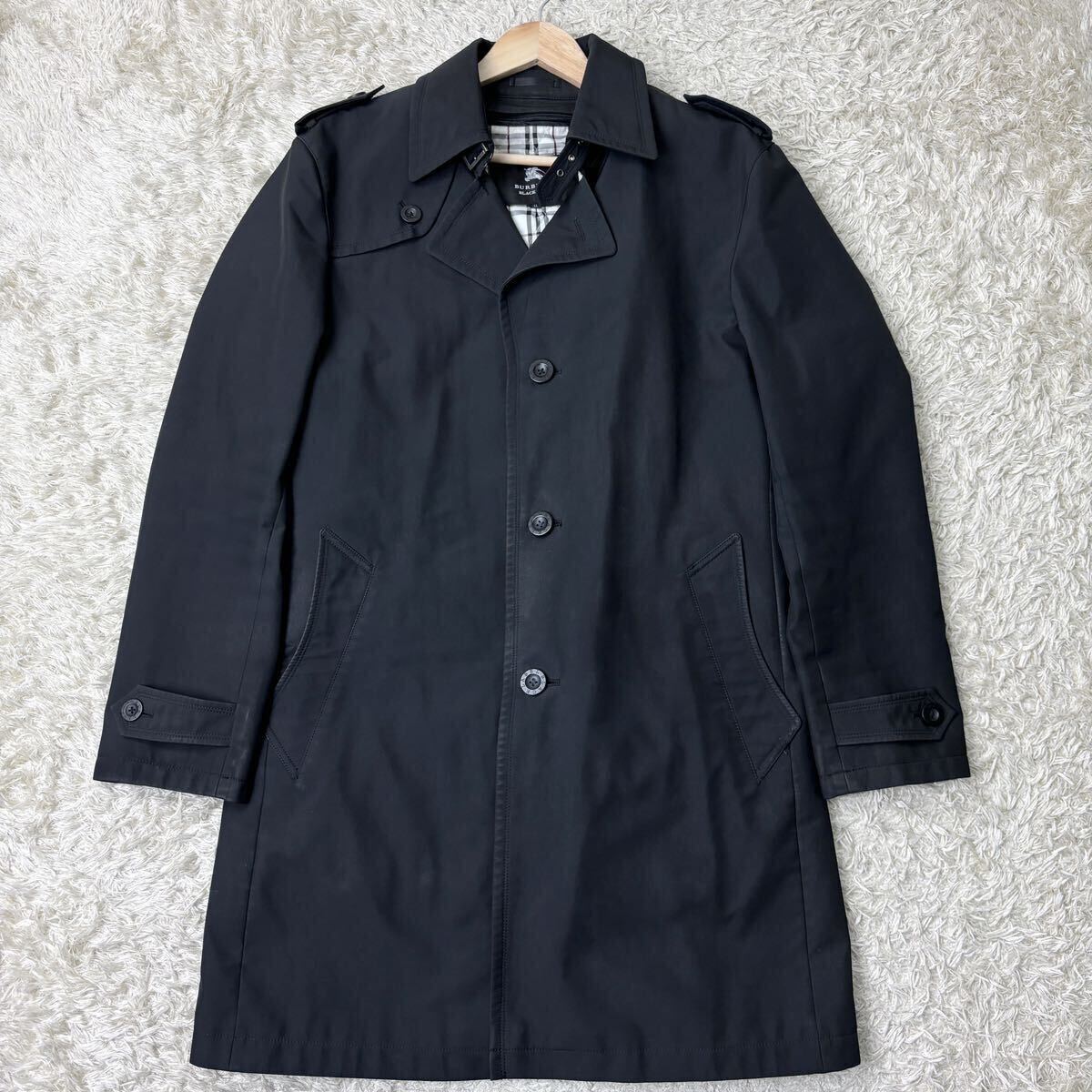 希少◎XLサイズ/バーバリーブラックレーベル トレンチコート ライナー ベルト ノバチェック 黒 BURBERRY BLACK LABEL ロング ステンカラー_画像2