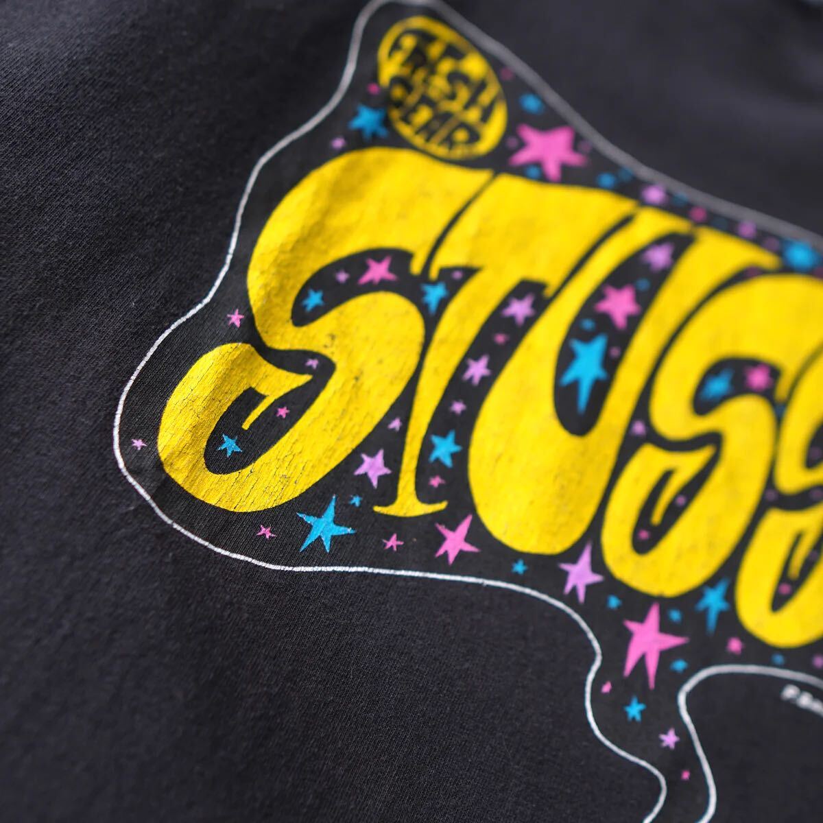 希少 OLD STUSSY ステューシー Tシャツ Lサイズ スプレーアート ロゴ プリント 古着 ヴィンテージ ブラック 黒 半袖 _画像5