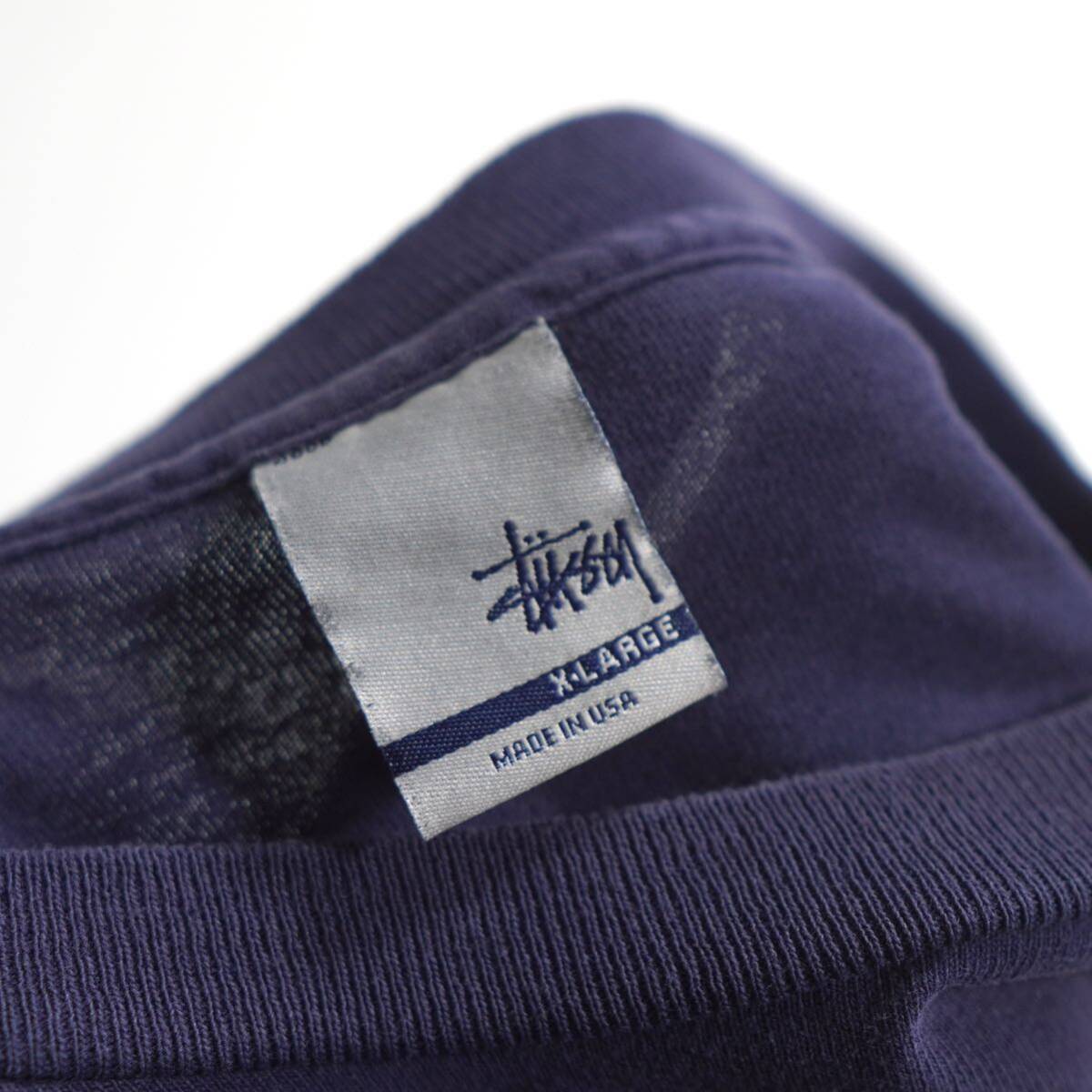 希少 USA製 銀タグ 2000年代初期 OLD STUSSY Tシャツ XLサイズ シングルステッチ ネイビー ロゴ 古着 ヴィンテージ_画像8