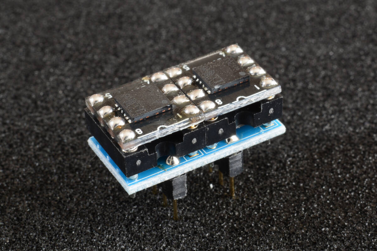  MUSES05 1回路8ピンDIP化 (超)ローハイト仕様 オーディオ用オペアンプ 2個セット ハイグレードコンデンサー装着2回路化アダプター付き_画像5