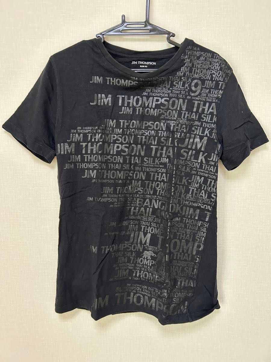 JIM THOMPSON ジムトンプソン　総柄ロゴ Tシャツ ヴィンテージ 半袖 Tシャツ 古着 半袖プリントTシャツ ブラック
