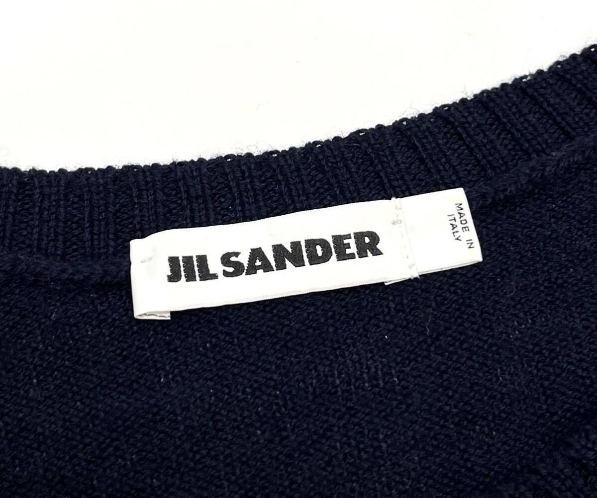 JIL SANDER jsco752000 薄手 オーバーサイズ クルーネットニット ジルサンダー セーター 紺 ネイビー 38 イタリア製 _画像6