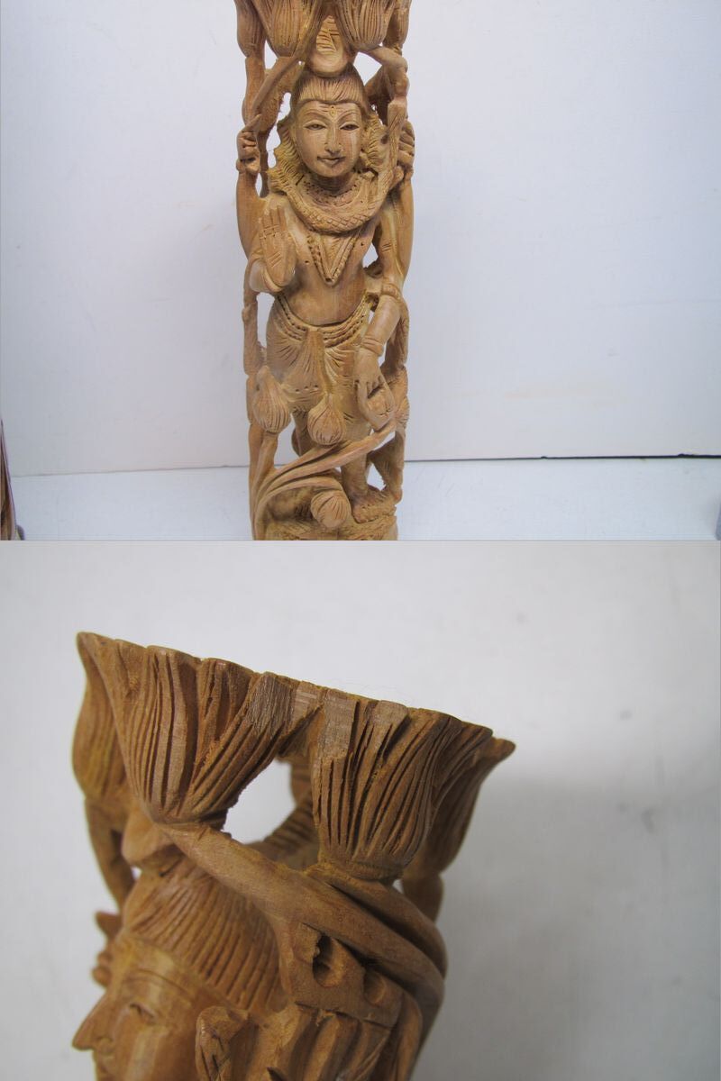 ハワイ アジア他 海外民芸品 木彫り 石　人形 神 仏像 5点まとめて_画像6
