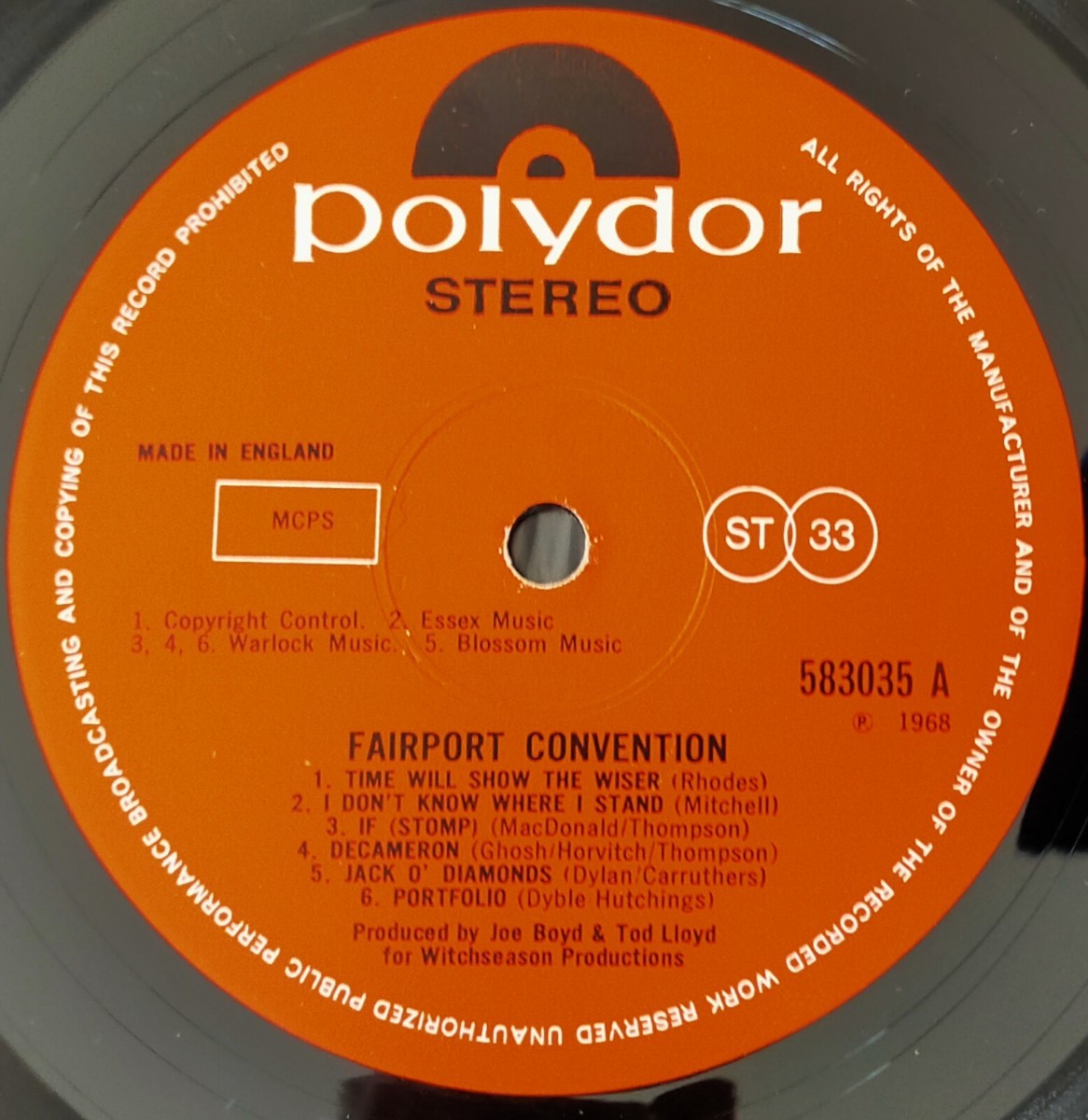 Fairport Convention/ britain Polydor Org./Richard Thompson/Sandy Denny