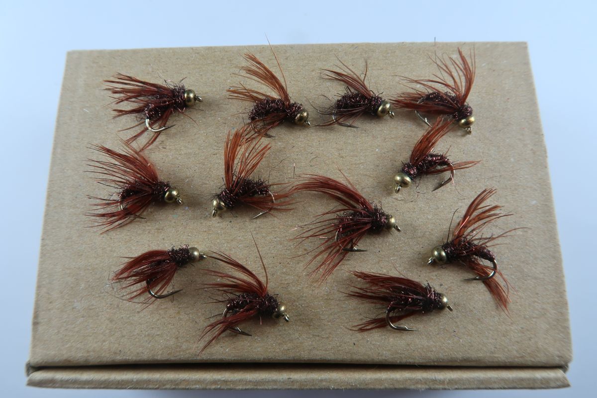 完成品フライ ビーズヘッド Caddis Pupa #12 12本 (492)_画像1