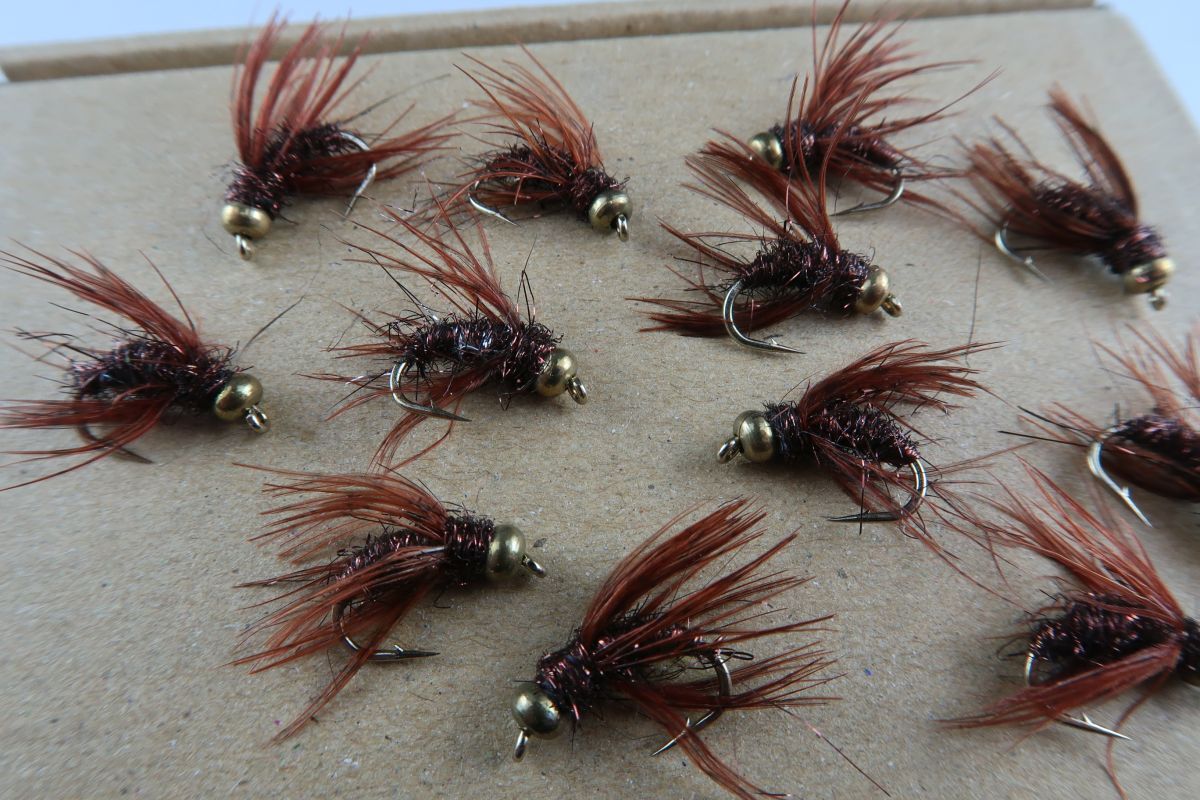 完成品フライ ビーズヘッド Caddis Pupa #12 12本 (516)_画像2