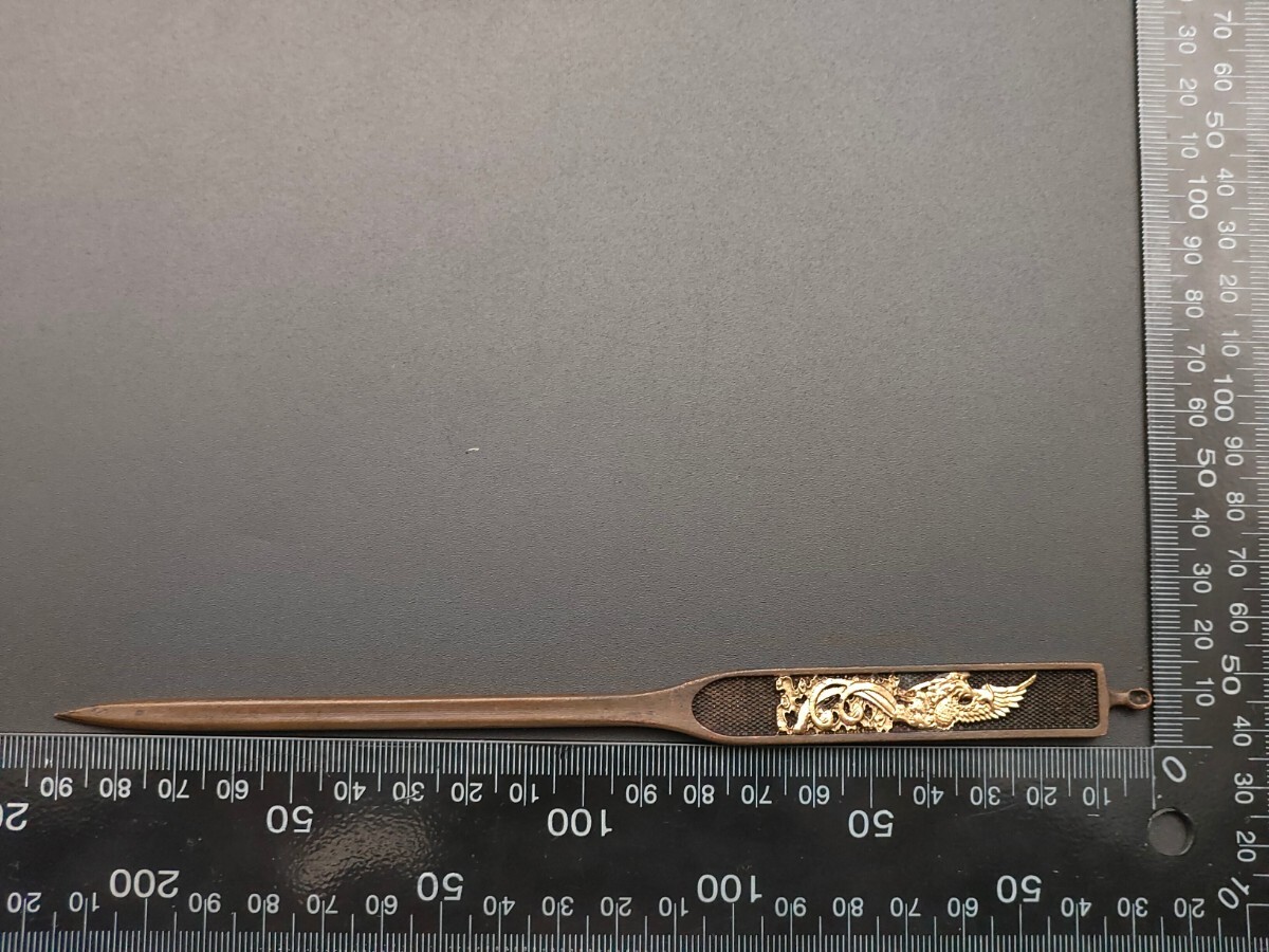 日本刀装具　笄　鳳の図　細工　金工品　銅製　刀剣美術_画像6