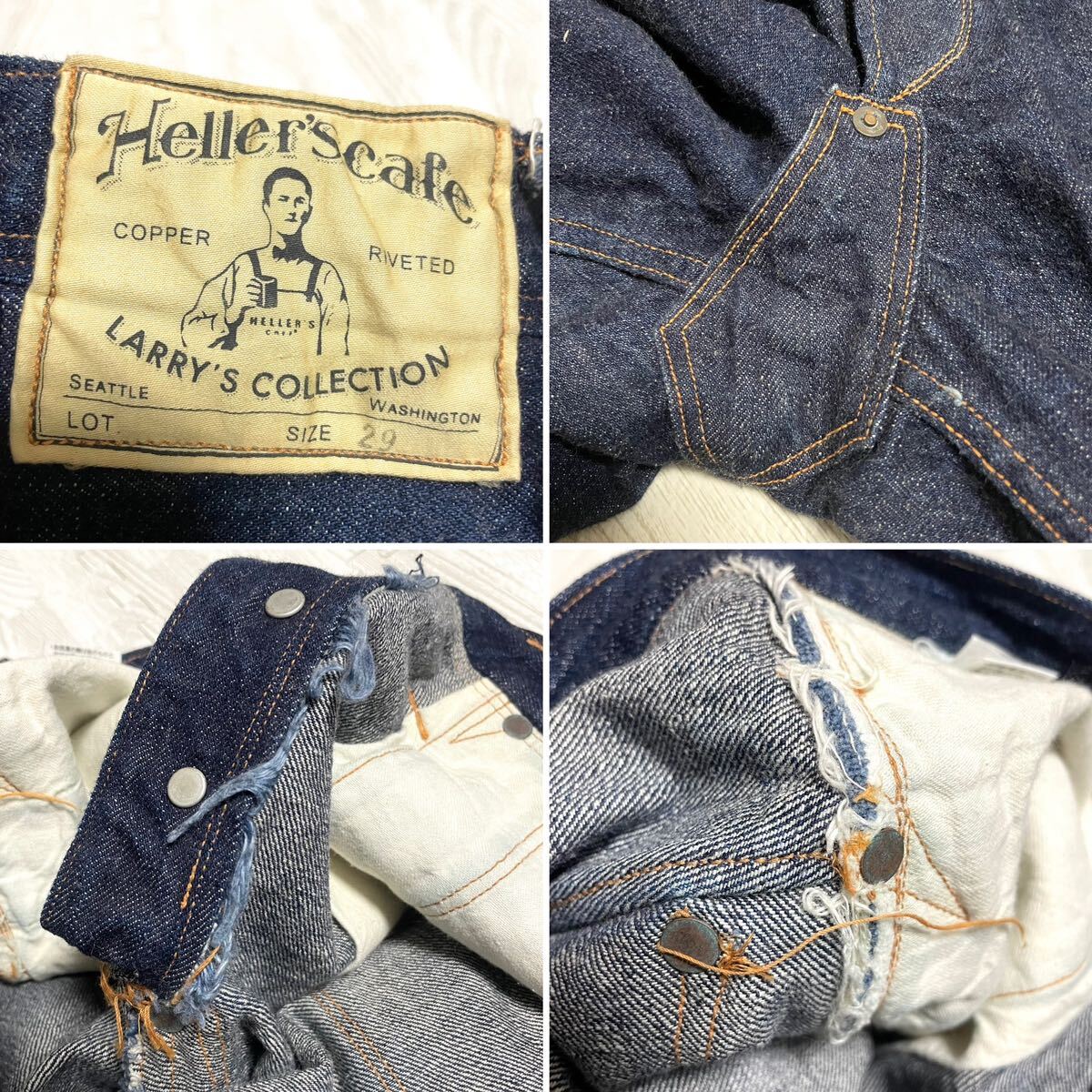 Heller's cafe へラーズカフェ デニムパンツ ジーンズ シンチバック size29 ウエアハウス_画像9