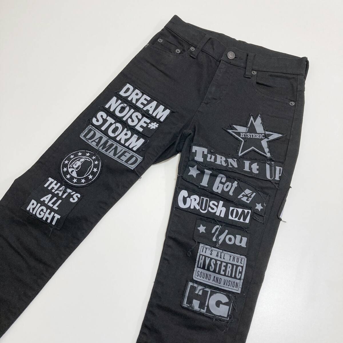 KINKY HYSTERIC GLAMOUR ロゴ パッチ ワッペン スキニーパンツ ブラック 黒 レディース W23 ヒステリックグラマー スリム archive 4010164