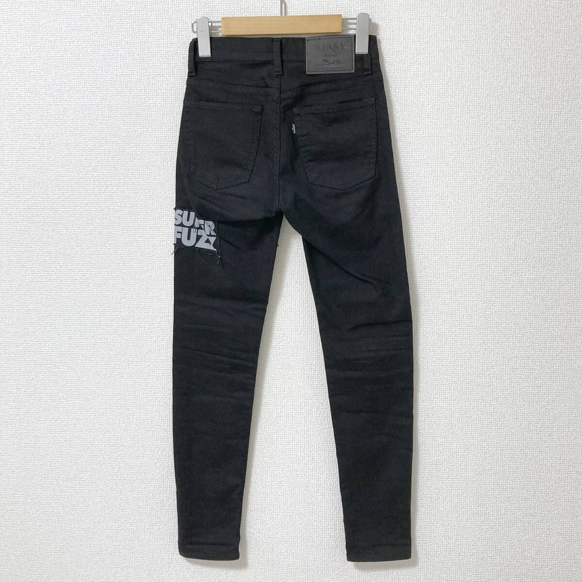 KINKY HYSTERIC GLAMOUR ロゴ パッチ ワッペン スキニーパンツ ブラック 黒 レディース W23 ヒステリックグラマー スリム archive 4010164