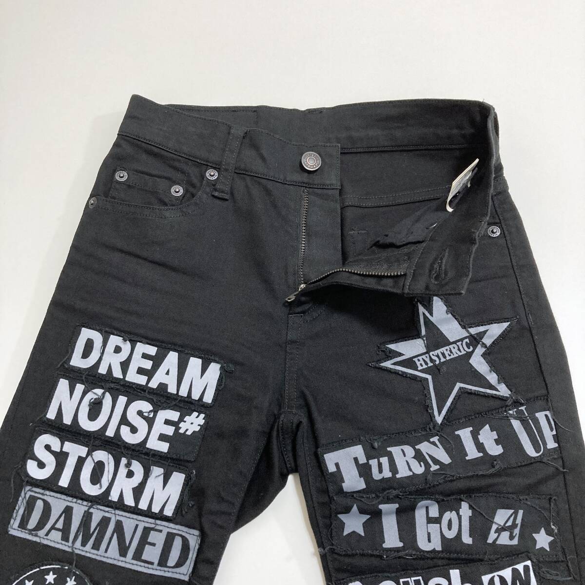 KINKY HYSTERIC GLAMOUR ロゴ パッチ ワッペン スキニーパンツ ブラック 黒 レディース W23 ヒステリックグラマー スリム archive 4010164