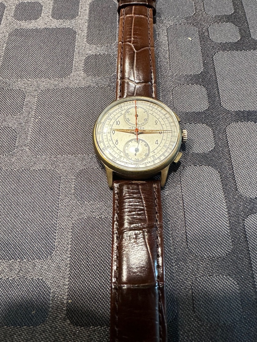  Hermes HERMES chronograph hand winding men's antique Vintage watch 