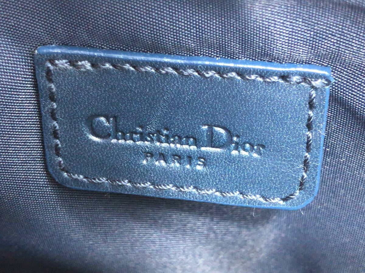 Christian Dior サドルバッグ ポーチ ハンドバッグ トロッター ネイビーxゴールド金具 クリスチャン ディオール SS-162807_画像6