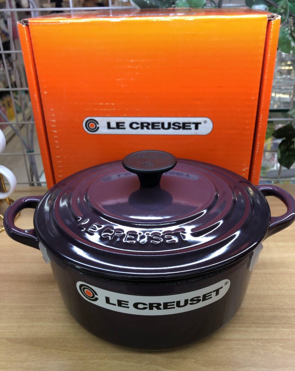 未使用 LE CREUSET ココットロンド 両手鍋 18cm パープル 1.8L ル・クルーゼ SS-176769_画像1