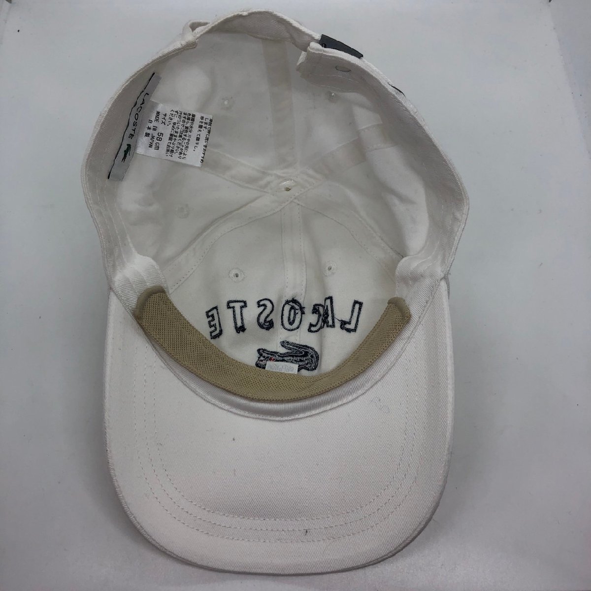 USED LACOSTE ラコステ FAIRPLAY キャップ CAP L3502 23S00 White ホワイト ワニ コットン 帽子 刺繍 ロゴ ローキャップ ユニセックス_画像6